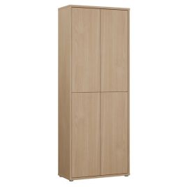 SOLARA Tall Shoe Cabinet with 4 Push to Open Doors - Elegancia Oak