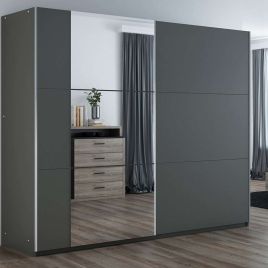 OLDHAM 3 Door Mirrored Sliding Wardrobe Graphite - 250cm