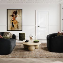ENA Velvet Footstool - Olive