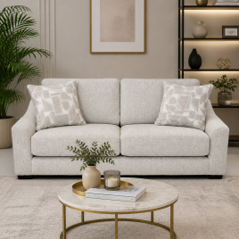 BRAMFORD Fabric 3 Seater Fullback Sofa - Beige