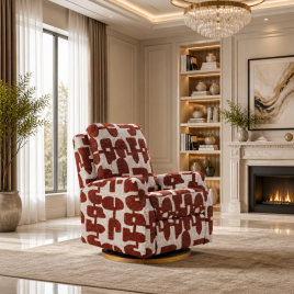 CORLESTON Fabric Swivel Recliner Armchair - Red