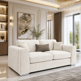 Cantrell Soft Chenille Fabric 3 Seater Sofa - Beige
