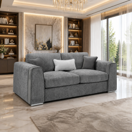 Cantrell Soft Chenille Fabric 3 Seater Sofa - Grey