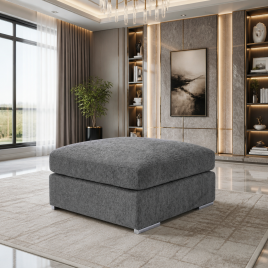 Cantrell Soft Chenille Fabric Footstool - Grey