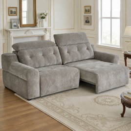 KENSLEY Fabric 2 Seater Electric Sofa Bed - Grey