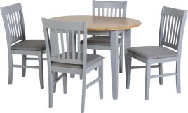 Oxford Extending Dining Set - Grey Natural Oak Grey Fabric