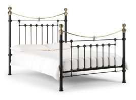 Victoria Stone White or Satin Black Brass Bed Frame-Double 4ft6 - Satin Black