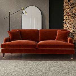 PAYTON Velvet 4 Seater Sofa - Burnt Orange