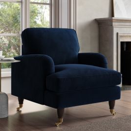 PAYTON Velvet Armchair - Navy Blue
