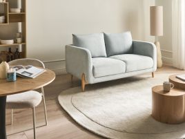 BAGENU Chenille Fabric 2 Seater Sofa - Light Blue