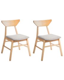 HOPIKNS Set of 2 Dining Chairs Wood Light Brown