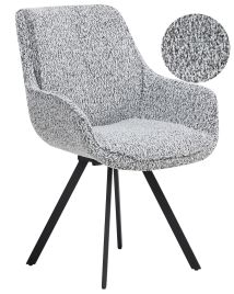 Dining Chair Swivel MARCELLUS Boucle Black/ White