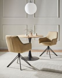 DALERO Faux Leather Dining Chairs Set of 2 - Beige