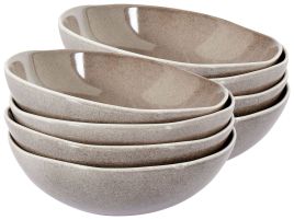 DEARNCOMBE Set of 8 Deep Decorative Plates Stoneware - Grey