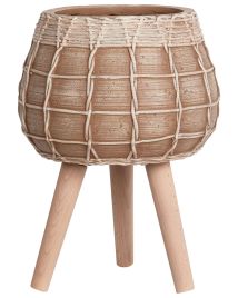 Elevated Plant Pot DARMERA Ceramic 30 cm Light Brown