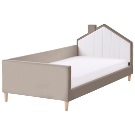 LARVEN Single Velvet Kids Bed - Taupe