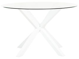 Round Garden Dining Table Diameter 120 cm with Glass Top White MALETTO