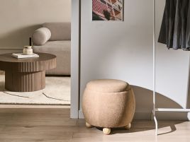 NAQEXI Boucle Ottoman Storage Pouffe - Light Brown