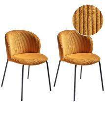 Set of 2 Dining Chairs MILES Corduroy Orange