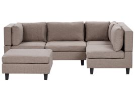 ROSENDEN Fabric Corner Sofa with Ottoman - L Shaped - Right Hand Facing - Brown