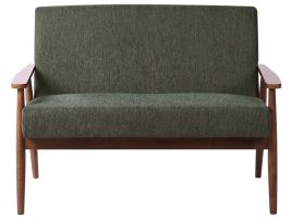 COLBOURNE Fabric 2 Seater Sofa - Green with Dark Oak