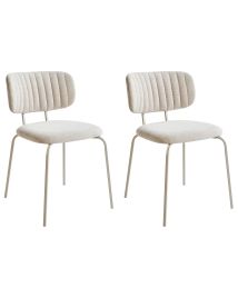 IRSNI Set of 2 Dining Chairs Chenille Light Beige