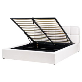 CALEN Kingsize Fabric Ottoman Storage Bedframe - Off-White
