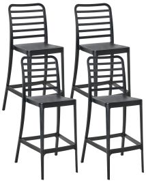 DRAYBOURNE Plastic Set of 4 Bar Chairs - Black