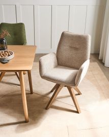 CIYARO Faux Linen Swivel Dining Chair - Beige