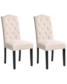 FLAXDEN Fabric Dining Chairs - Set of 2 - Beige