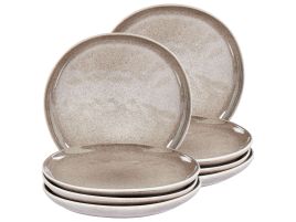 DEARNCOMBE Set of 8 Side Decorative Plates Stoneware - Grey