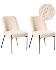 FARNLEIGHON Boucle Fabric Dining Chairs - Set of 2 - Beige