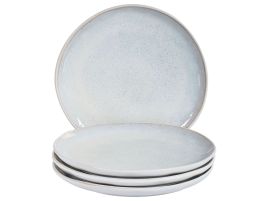 Set of 4 Side Plates SESAME Stoneware Light Grey