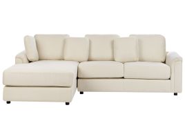 Right Hand Fabric Corner Sofa Light Beige KOHLO