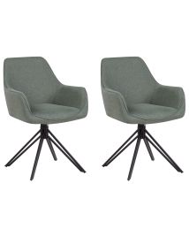 Set of 2 Dining Chairs Swivel JODAR Dark Green