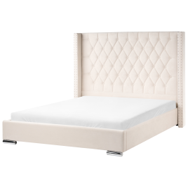 FARSELLE Kingsize Velvet Bedframe - Off-White
