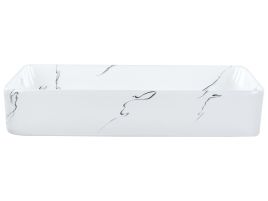 Ceramic Countertop Basin Marble Effect 610 x 350 mm White HOPI