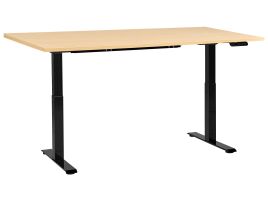DESTIENS Electric Adjustable Standing Office Desk 160 cm - Black with Light Oak