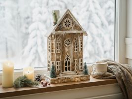 UNARIEL LED Christmas House Figurine Decoration - Light Brown