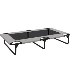 PAWSTER Large Raised Dog Bed Breathable Mesh Light Grey