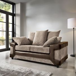 DYNO Jumbo Cord 2 Seater Scatterback Sofa - Brown and Beige