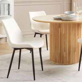 Set of 2 Boucle Dining Chairs White AVILLA