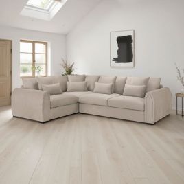 Corner Sofa - ANDREW Velvet Left Hand Corner Sofa Mocha 305cm