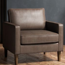 TREVANO Faux Leather Armchair - Brown