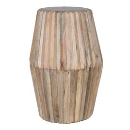 Denise Carved Mango Wood Side Table - Warm Colour