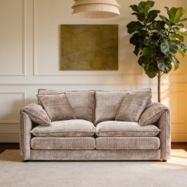 RIVINGTON Chenille Fabric 2 Seater Scatterback Sofa - Beige