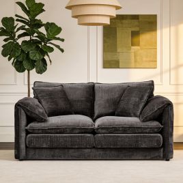 RIVINGTON Chenille Fabric 2 Seater Scatterback Sofa - Black