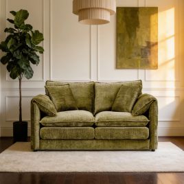 RIVINGTON Chenille Fabric 2 Seater Scatterback Sofa - Green