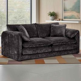 RIVINGTON Chenille Fabric 3 Seater Scatterback Sofa - Black