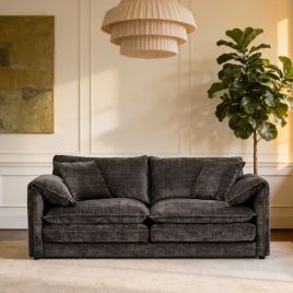 RIVINGTON Chenille Fabric 3 Seater Scatterback Sofa - Black
